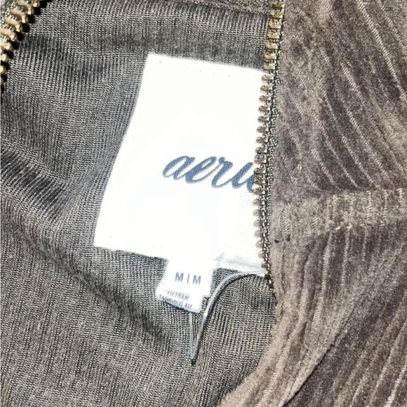 Aerie Olive Green Velour/Corduroy Flare Pants Set - Picture 3 of 4